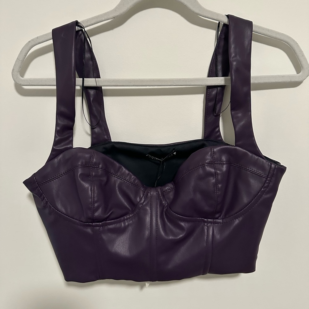 Purple faux leather corset top